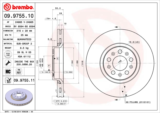 BREMBO Első féktárcsa 09.9755.11_BREMBO