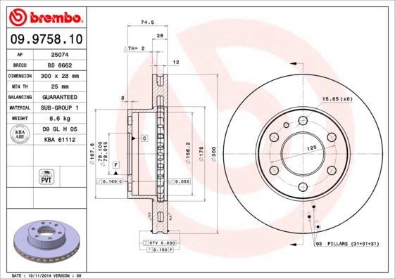 BREMBO Első féktárcsa 09.9758.10_BREMBO