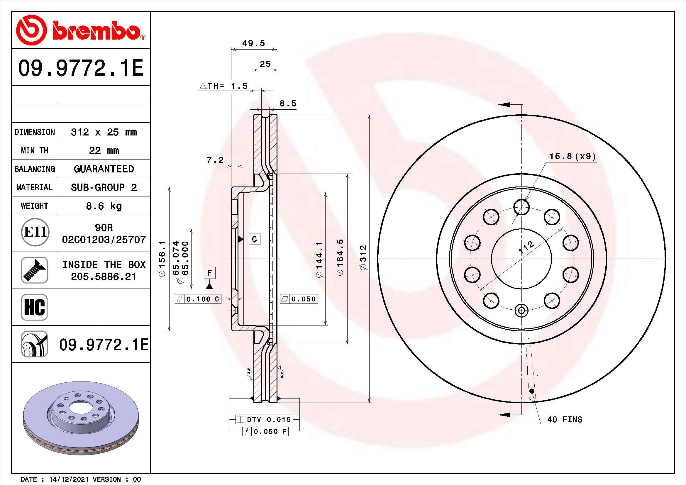 BREMBO Féktárcsa + fékbetét KT08054_BREMBO