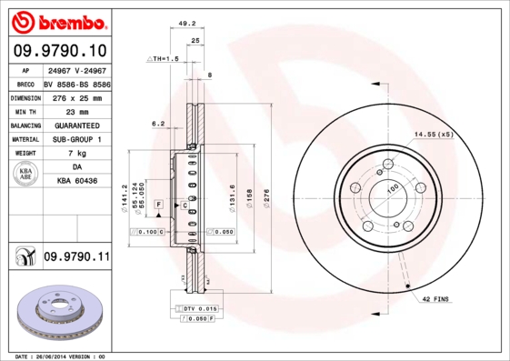 BREMBO Első féktárcsa 09.9790.10_BREMBO