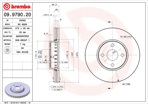 BREMBO Első féktárcsa 09.9790.20_BREMBO