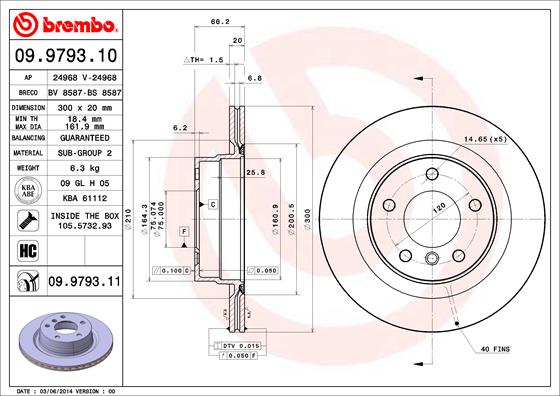 BREMBO Hátsó féktárcsa 09.9793.11_BREMBO