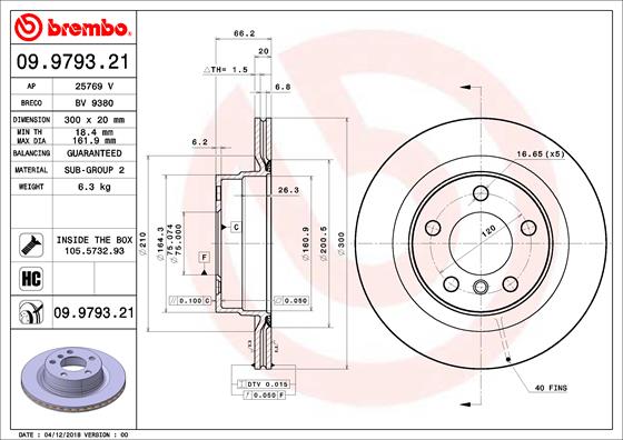 BREMBO Féktárcsa, mind 09.9793.21_BREMBO