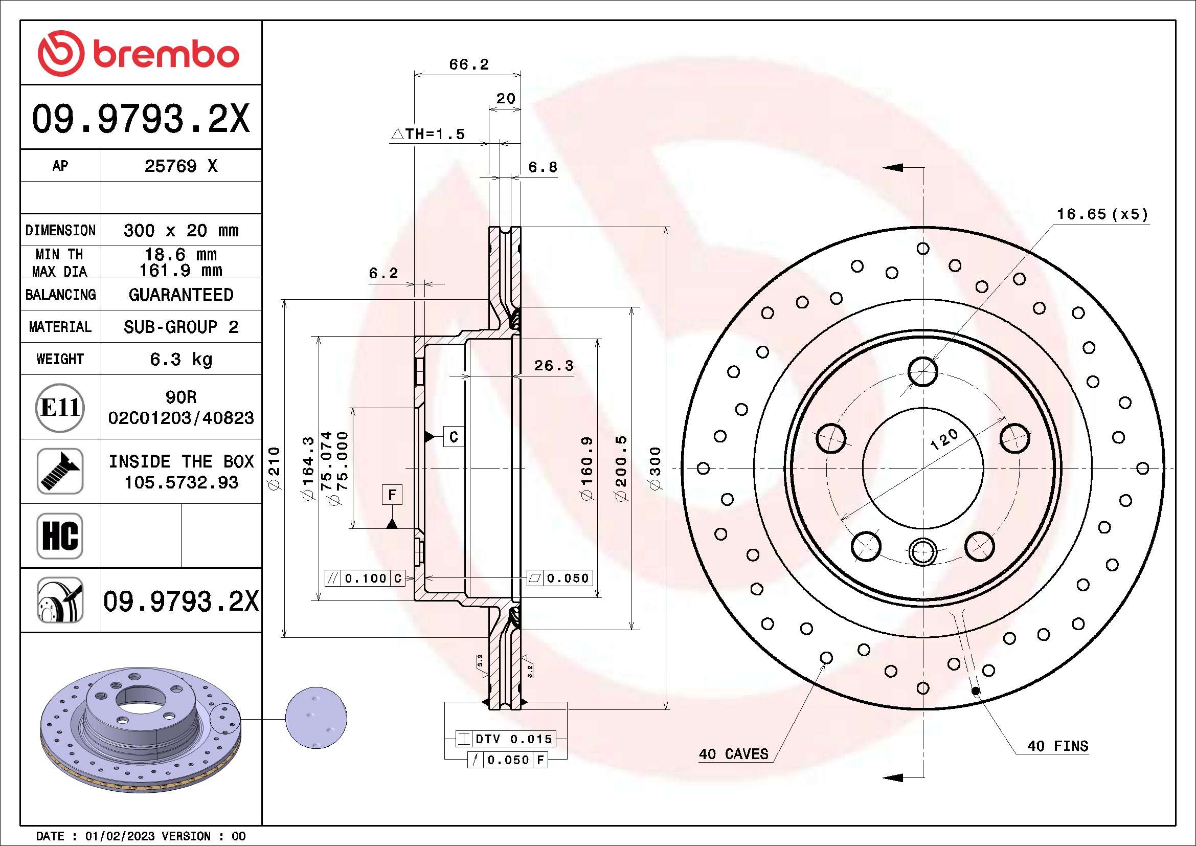 BREMBO Féktárcsa, mind 09.9793.2X_BREMBO