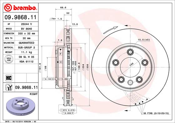 BREMBO Első féktárcsa 09.9868.11_BREMBO