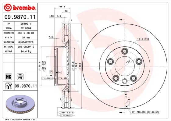 BREMBO Első féktárcsa 09.9870.11_BREMBO