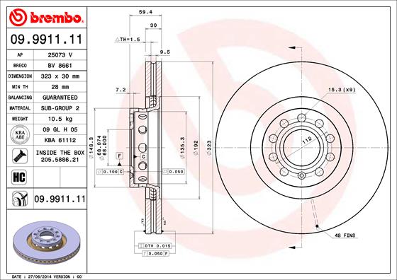 BREMBO Első féktárcsa 09.9911.11_BREMBO