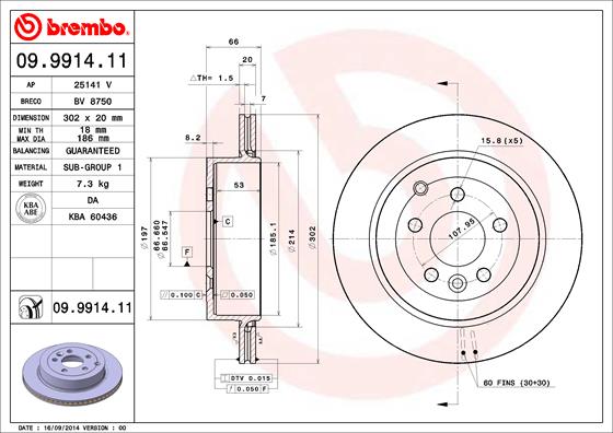 BREMBO Hátsó féktárcsa 09.9914.11_BREMBO