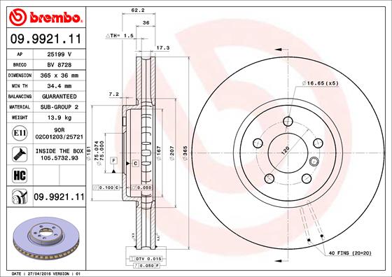 BREMBO Első féktárcsa 09.9921.11_BREMBO