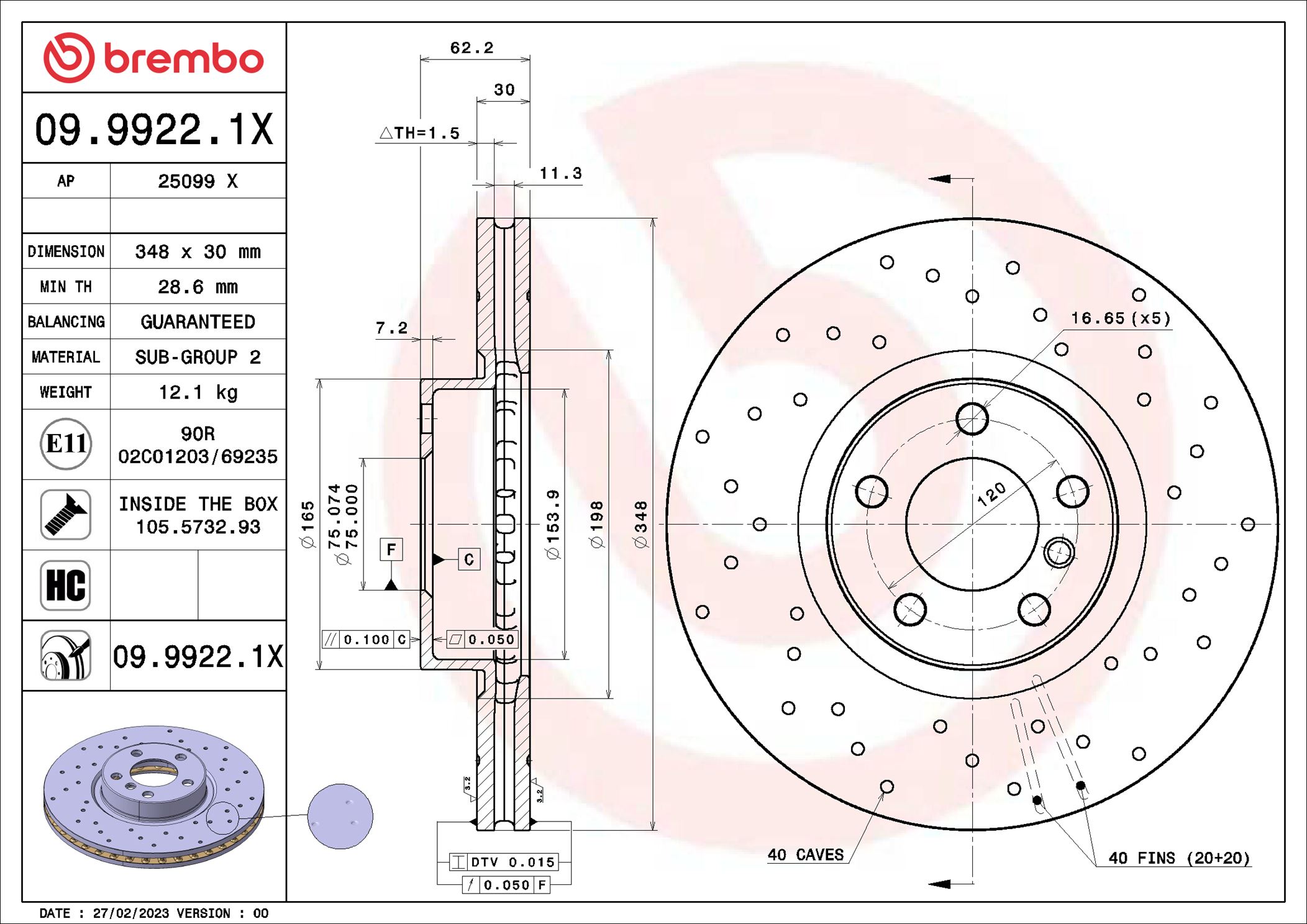 BREMBO Féktárcsa, mind 09.9922.1X_BREMBO