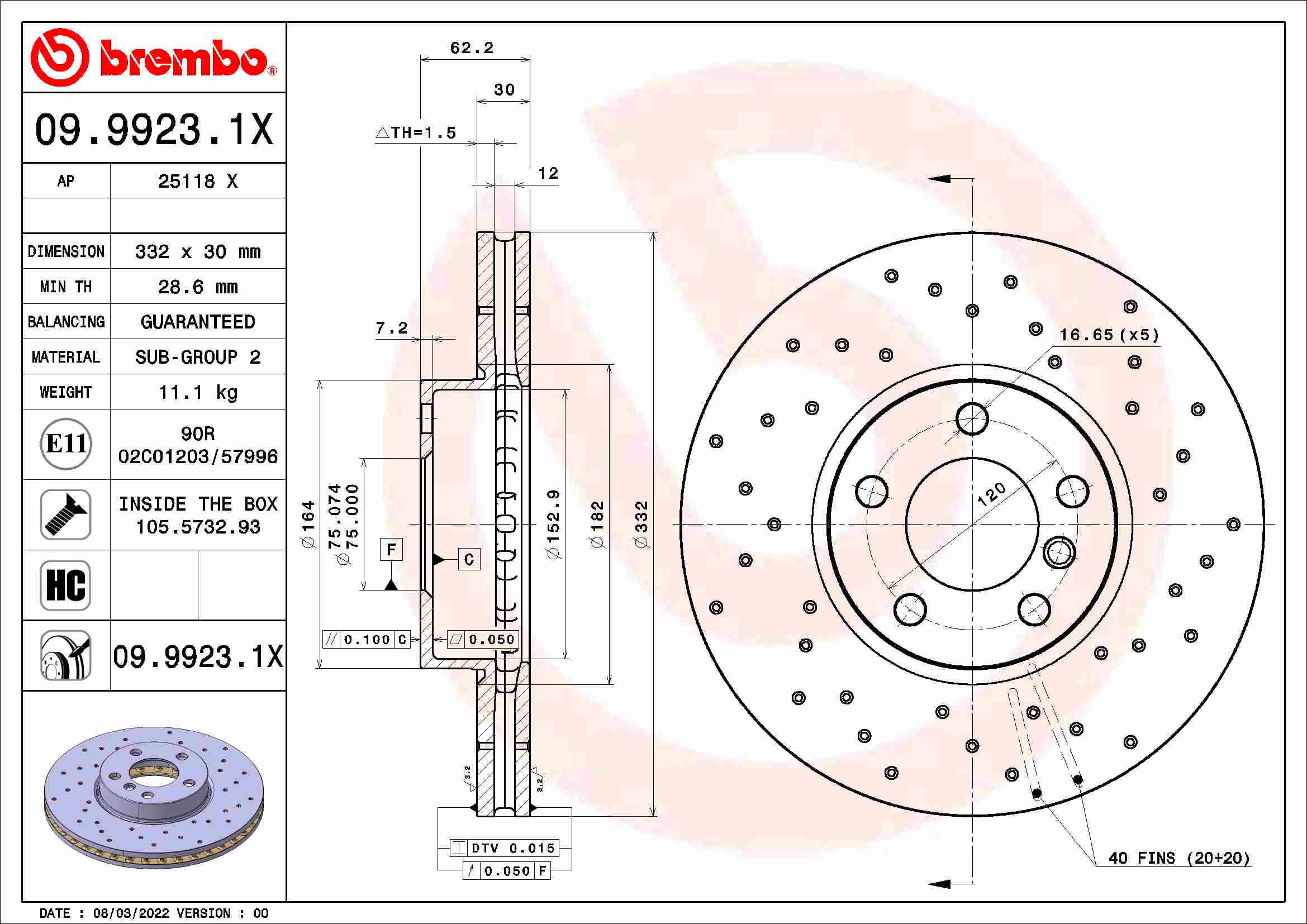 BREMBO Féktárcsa, mind 09.9923.1X_BREMBO