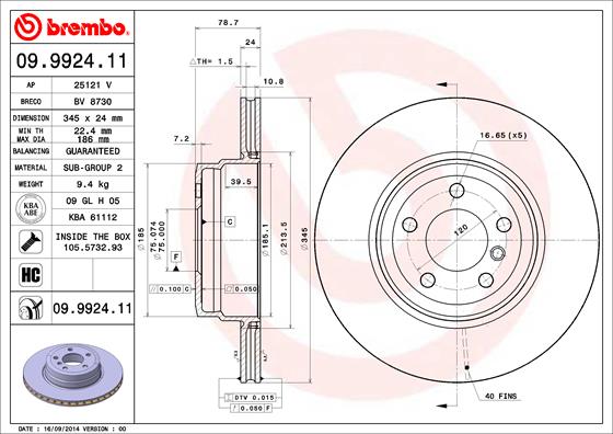 BREMBO Hátsó féktárcsa 09.9924.11_BREMBO