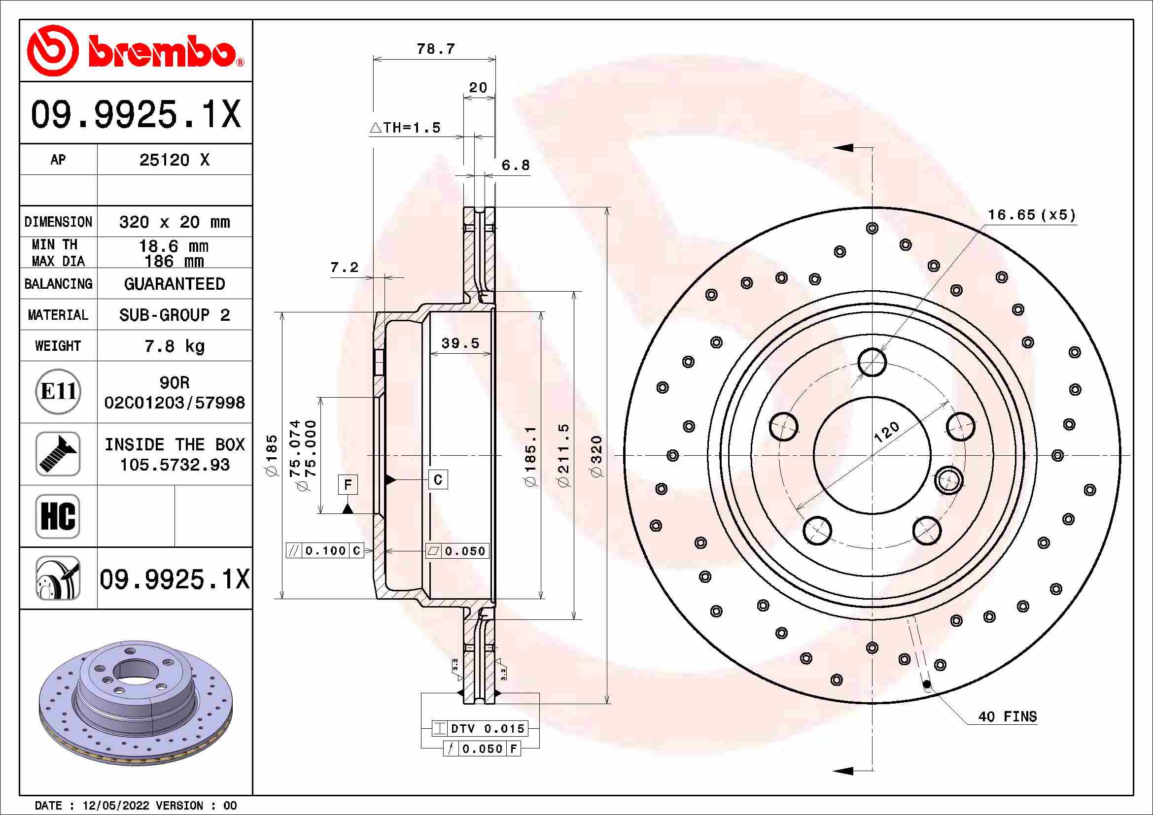 BREMBO Féktárcsa, mind 09.9925.1X_BREMBO