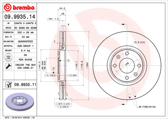 BREMBO Első féktárcsa 09.9935.11_BREMBO