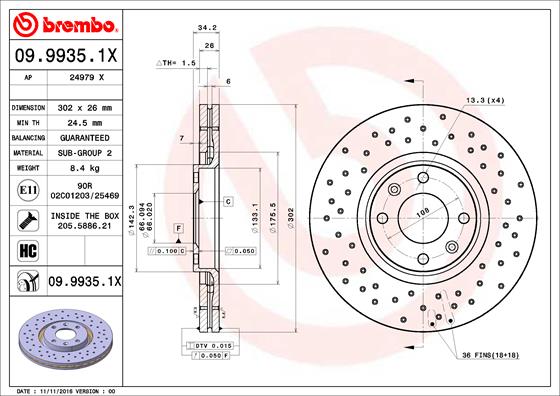 BREMBO Féktárcsa, mind 09.9935.1X_BREMBO