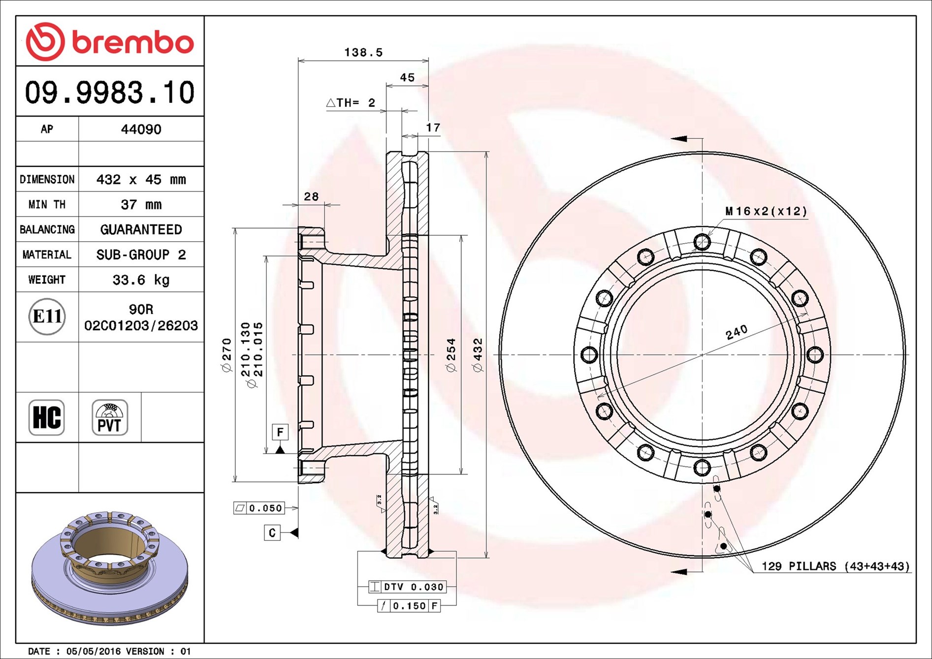 BREMBO Féktárcsa, mind 09.9983.10_BREMBO