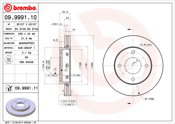 BREMBO Első féktárcsa 09.9991.10_BREMBO