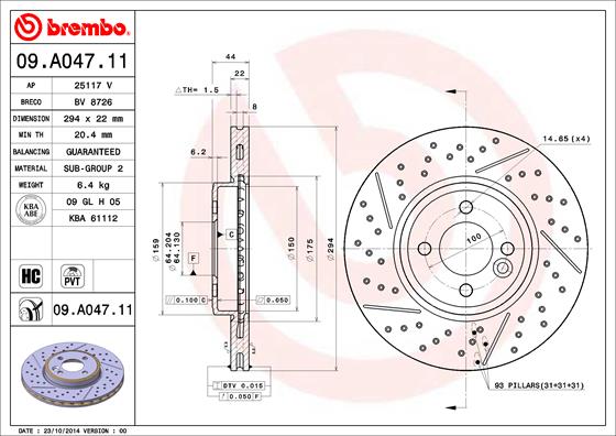 BREMBO 09.A047.11_BREMBO Első féktárcsa