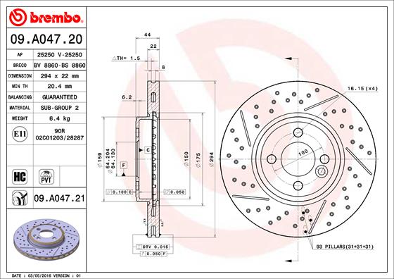 BREMBO Első féktárcsa 09.A047.21_BREMBO