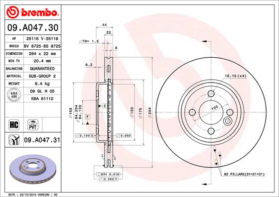 BREMBO Első féktárcsa 09.A047.30_BREMBO