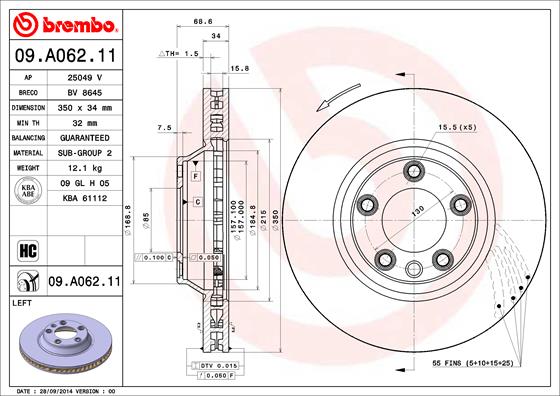 BREMBO Első féktárcsa 09.A062.11_BREMBO