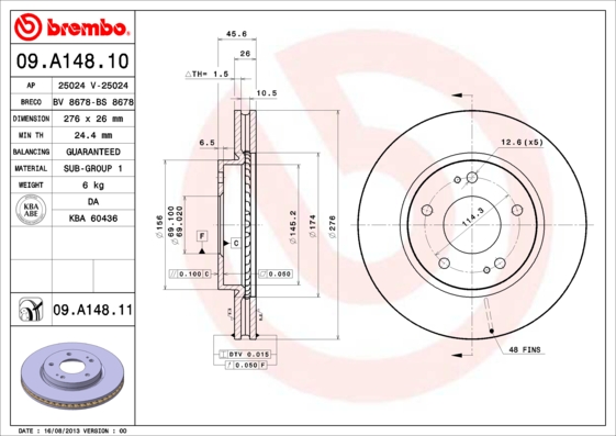 BREMBO Első féktárcsa 09.A148.11_BREMBO