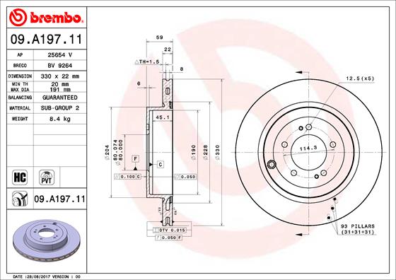 BREMBO Féktárcsa, mind 09.A197.11_BREMBO