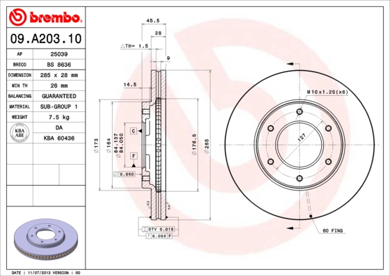 BREMBO Első féktárcsa 09.A203.10_BREMBO