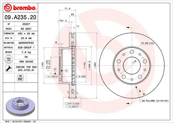 BREMBO Első féktárcsa 09.A235.20_BREMBO