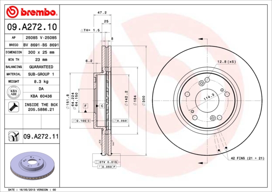 BREMBO Első féktárcsa 09.A272.11_BREMBO