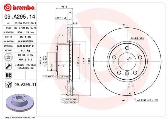 BREMBO Első féktárcsa 09.A295.11_BREMBO