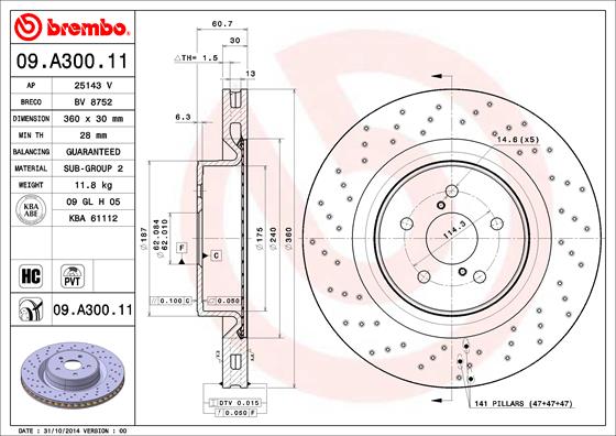 BREMBO Első féktárcsa 09.A300.11_BREMBO