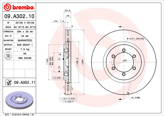 BREMBO Első féktárcsa 09.A302.11_BREMBO