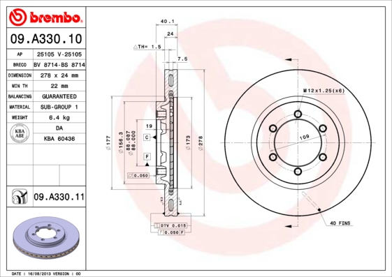 BREMBO Első féktárcsa 09.A330.11_BREMBO