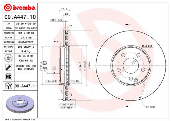 BREMBO Első féktárcsa 09.A447.11_BREMBO