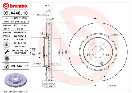 BREMBO Első féktárcsa 09.A448.11_BREMBO