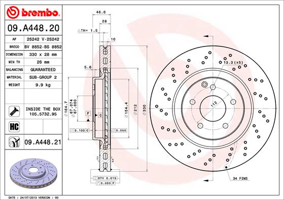 BREMBO Első féktárcsa 09.A448.21_BREMBO