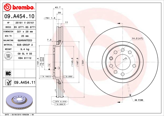 BREMBO Első féktárcsa 09.A454.11_BREMBO