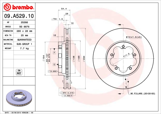 BREMBO Első féktárcsa 09.A529.10_BREMBO