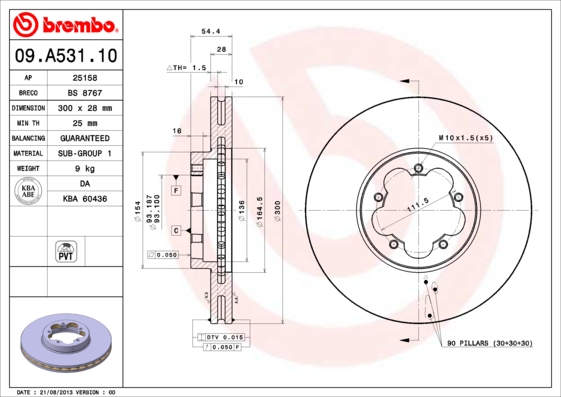 BREMBO Első féktárcsa 09.A531.10_BREMBO