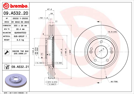 BREMBO Első féktárcsa 09.A532.21_BREMBO