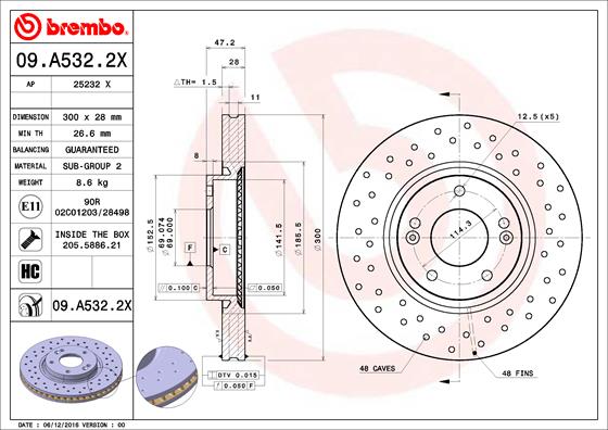 BREMBO Első féktárcsa 09.A532.2X_BREMBO