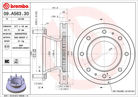 BREMBO Féktárcsa, mind 09.A563.30_BREMBO