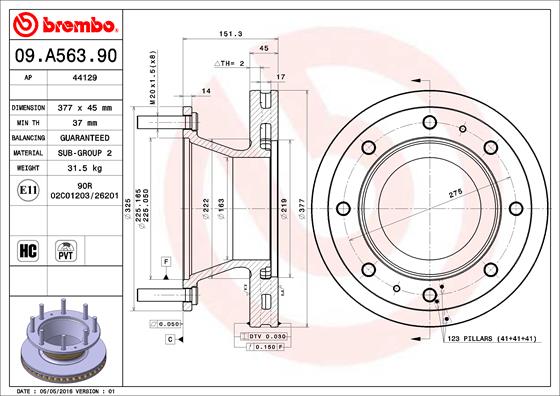 BREMBO Féktárcsa, mind 09.A563.90_BREMBO