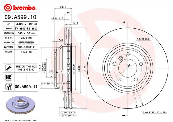 BREMBO Első féktárcsa 09.A599.11_BREMBO