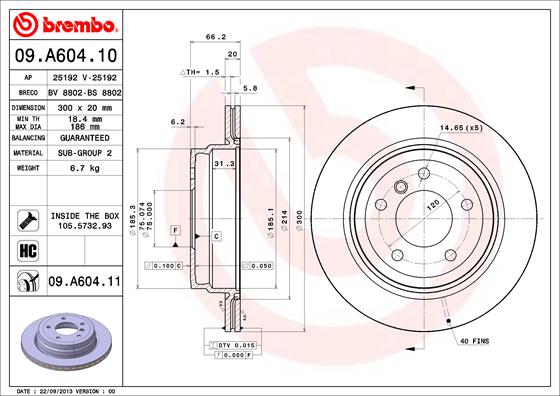 BREMBO Hátsó féktárcsa 09.A604.11_BREMBO