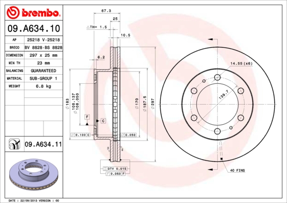 BREMBO Első féktárcsa 09.A634.10_BREMBO