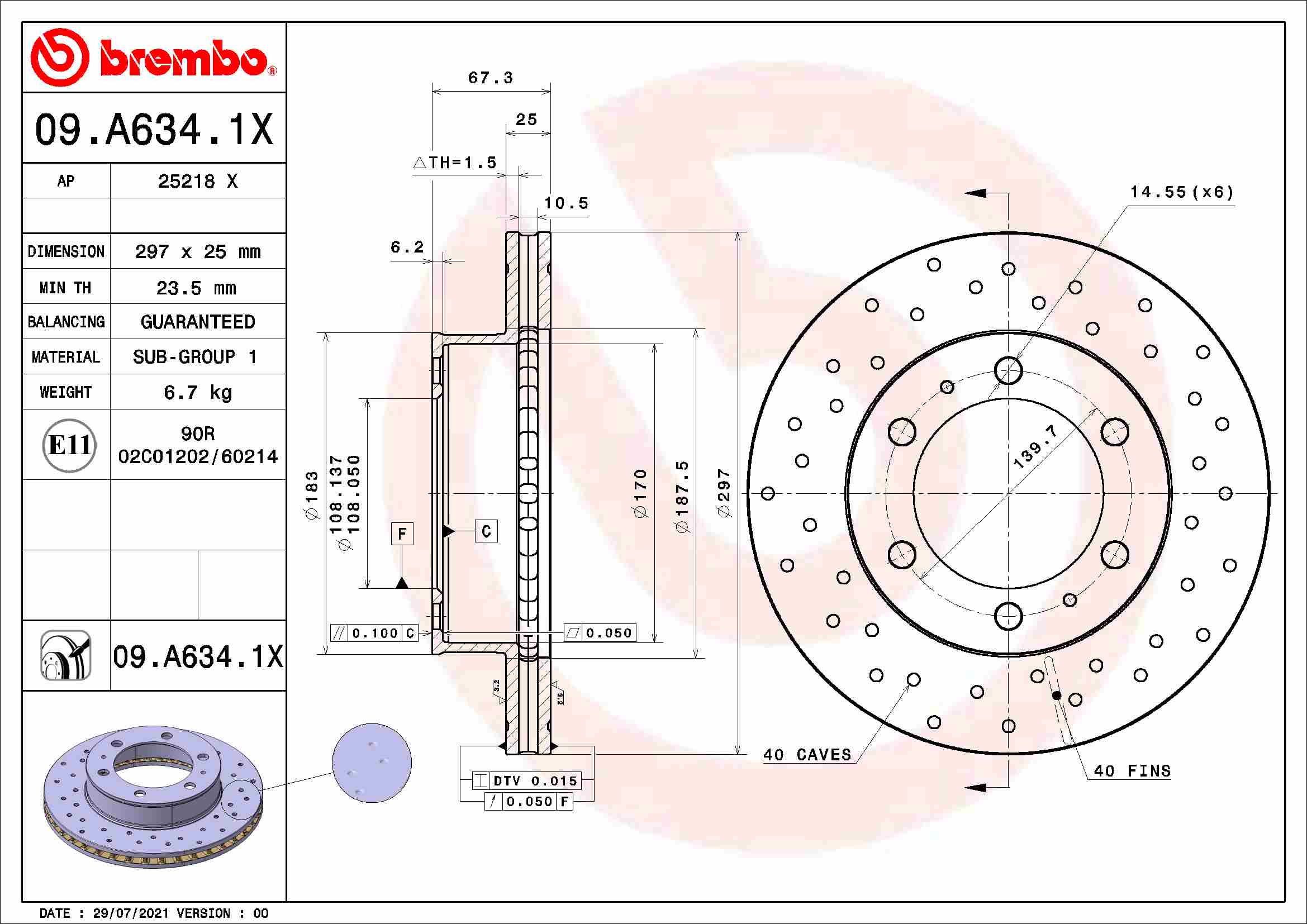 BREMBO Féktárcsa, mind 09.A634.1X_BREMBO