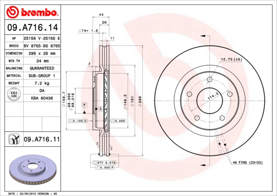 BREMBO Első féktárcsa 09.A716.11_BREMBO