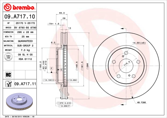 BREMBO Első féktárcsa 09.A717.11_BREMBO